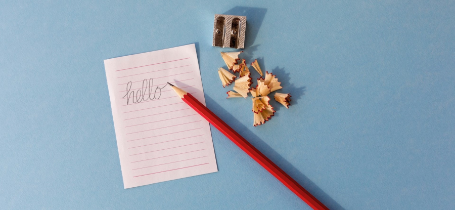 "hello" written on a piece of paper