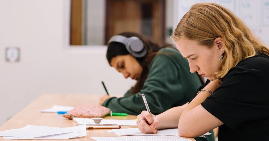 Two students studying together