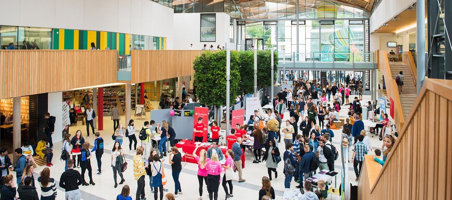 Students inside the Forum
