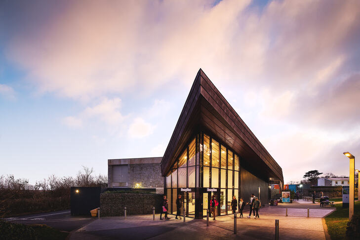 Penryn campus building at sunset