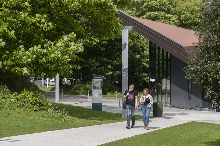 Students walking on campus