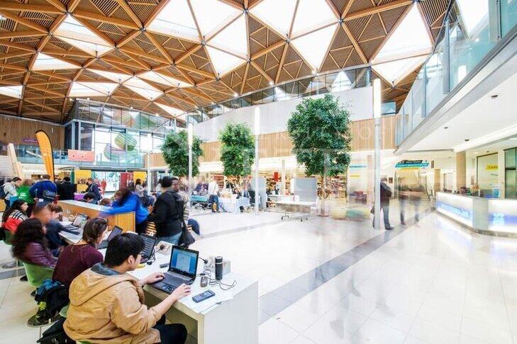 Students sat in Forum 