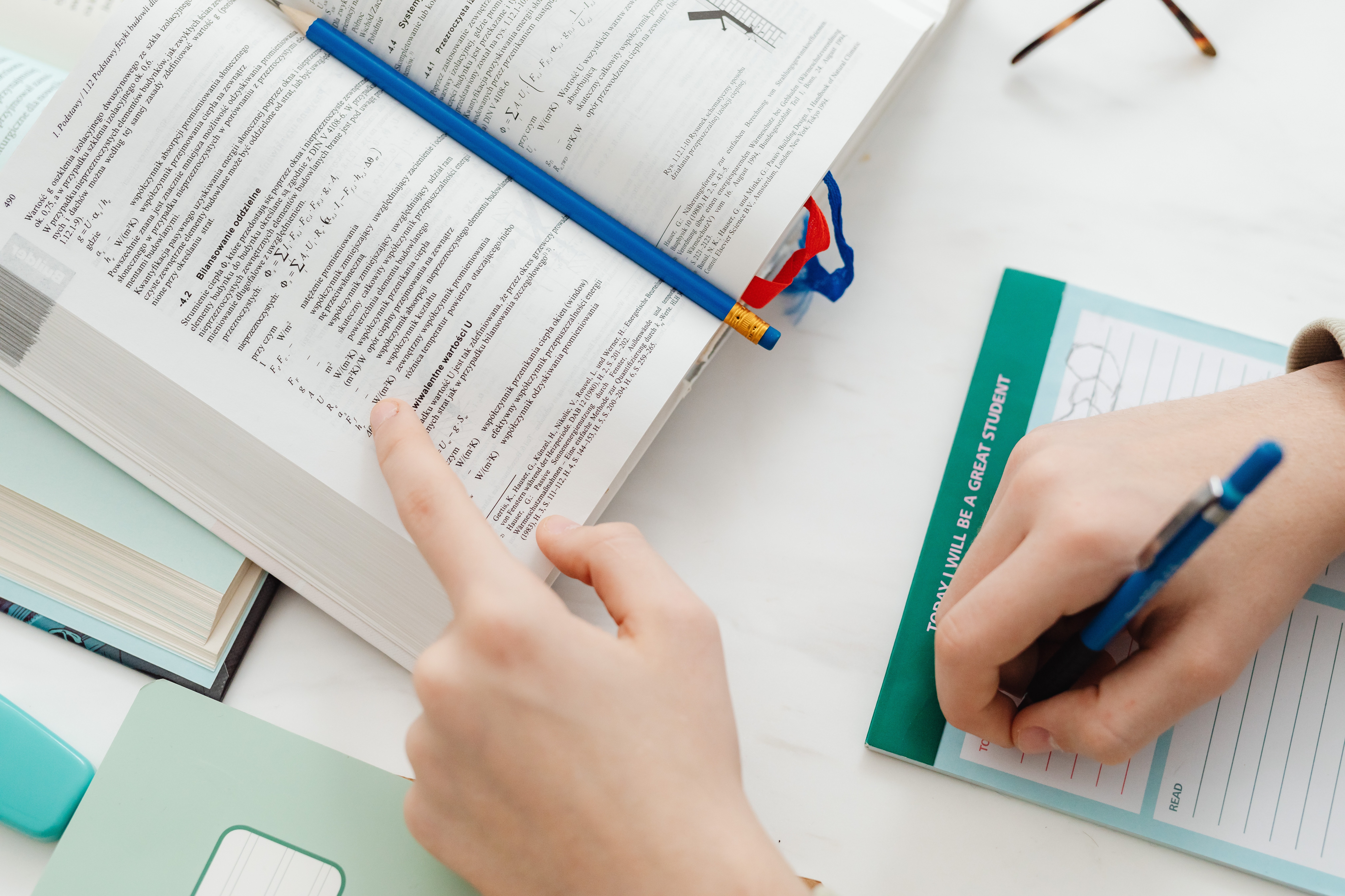 Textbook and notebook