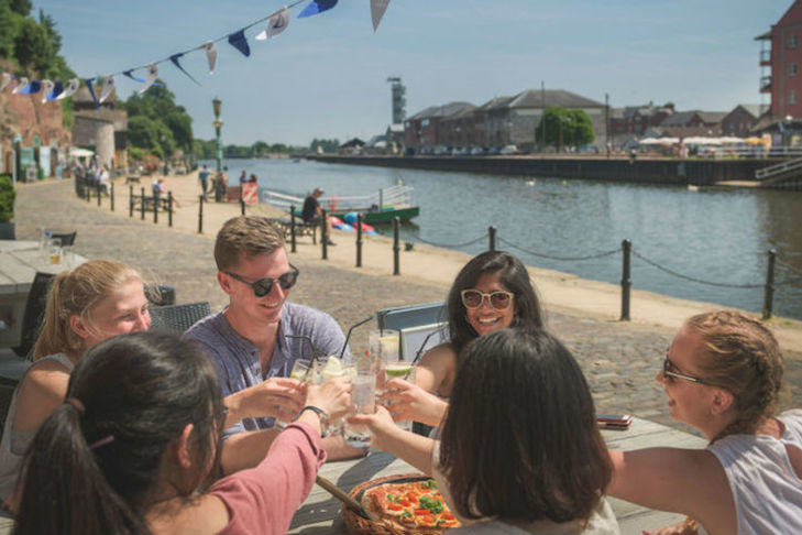 Students on the Quay in Exeter